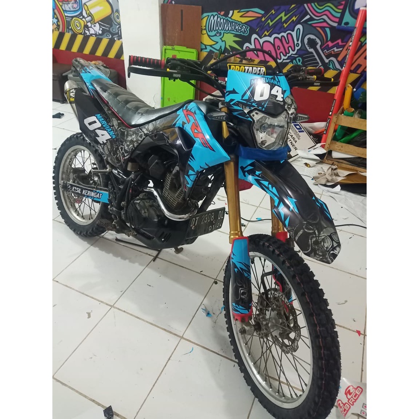 Decal Crf Stiker 150 L Full Body Sticker CRF 150L FullBodi Honda Warna Biru Hitam Request Costume
