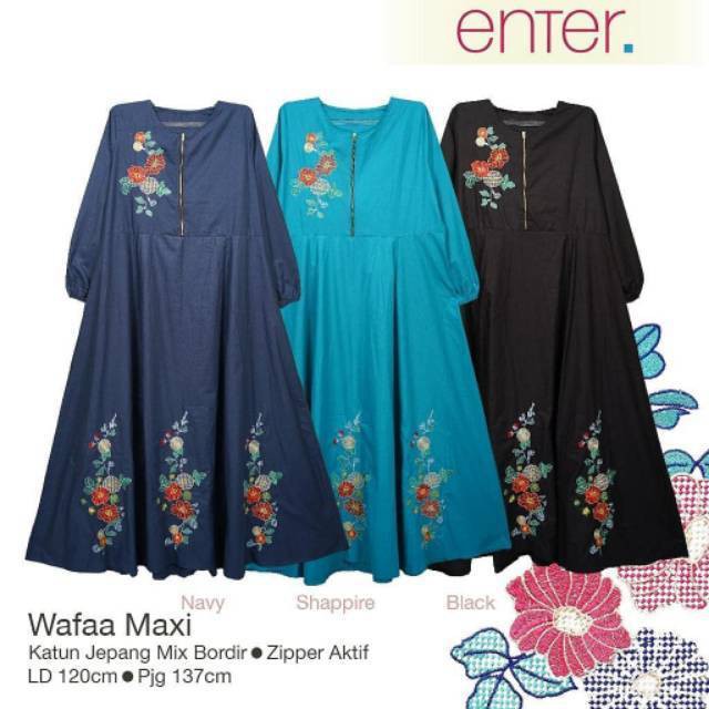 Wafaa Maxi Gamis Jumbo Katun Jepang Maxy Jumbo Bigsize Gamis Ukuran Besar XXL XXXL LD 120