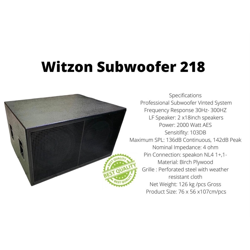 subwoofer 18 inch double witzon 218