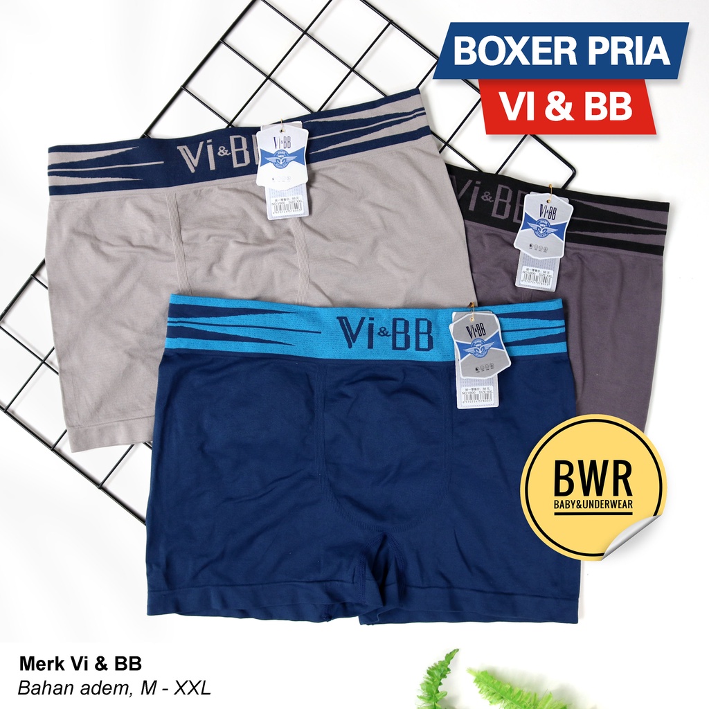 [ 3pc ] CD Boxer Vi&amp;BB Motif / Celana Dalam Pria Boxer Polymeda / CD Coker Lembut Dan Adem | Bwr