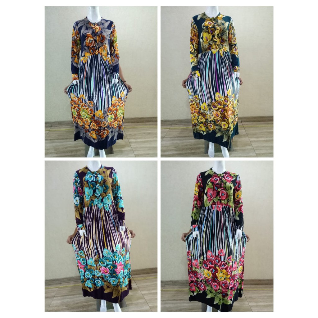 GAMIS JERSEY MOTIF BUNGA BUNGA