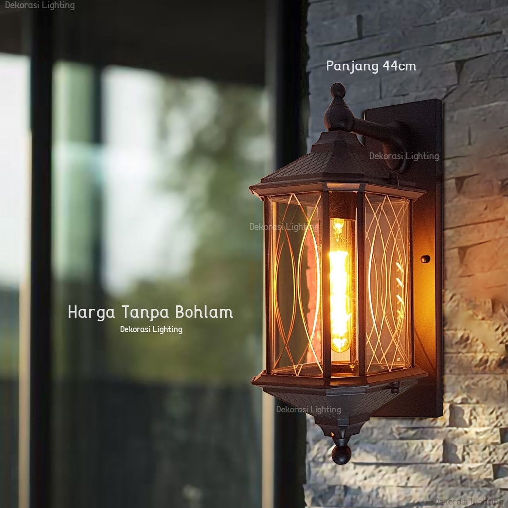 Jual lampu dinding taman tinggi 44cm waterproof outdoor pagar pilar e27