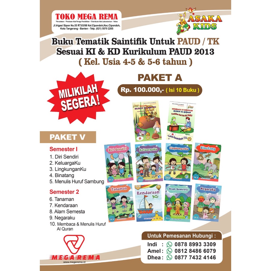 Buku Tematik Paud & Tk Paket 5 . A Tahun 2022