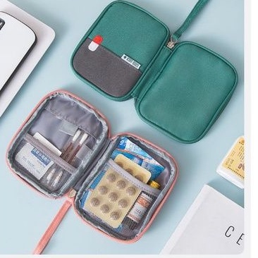 small first aid pouch bag / tas p3k kecil / dompet obat / vitamin medicine travel pouch