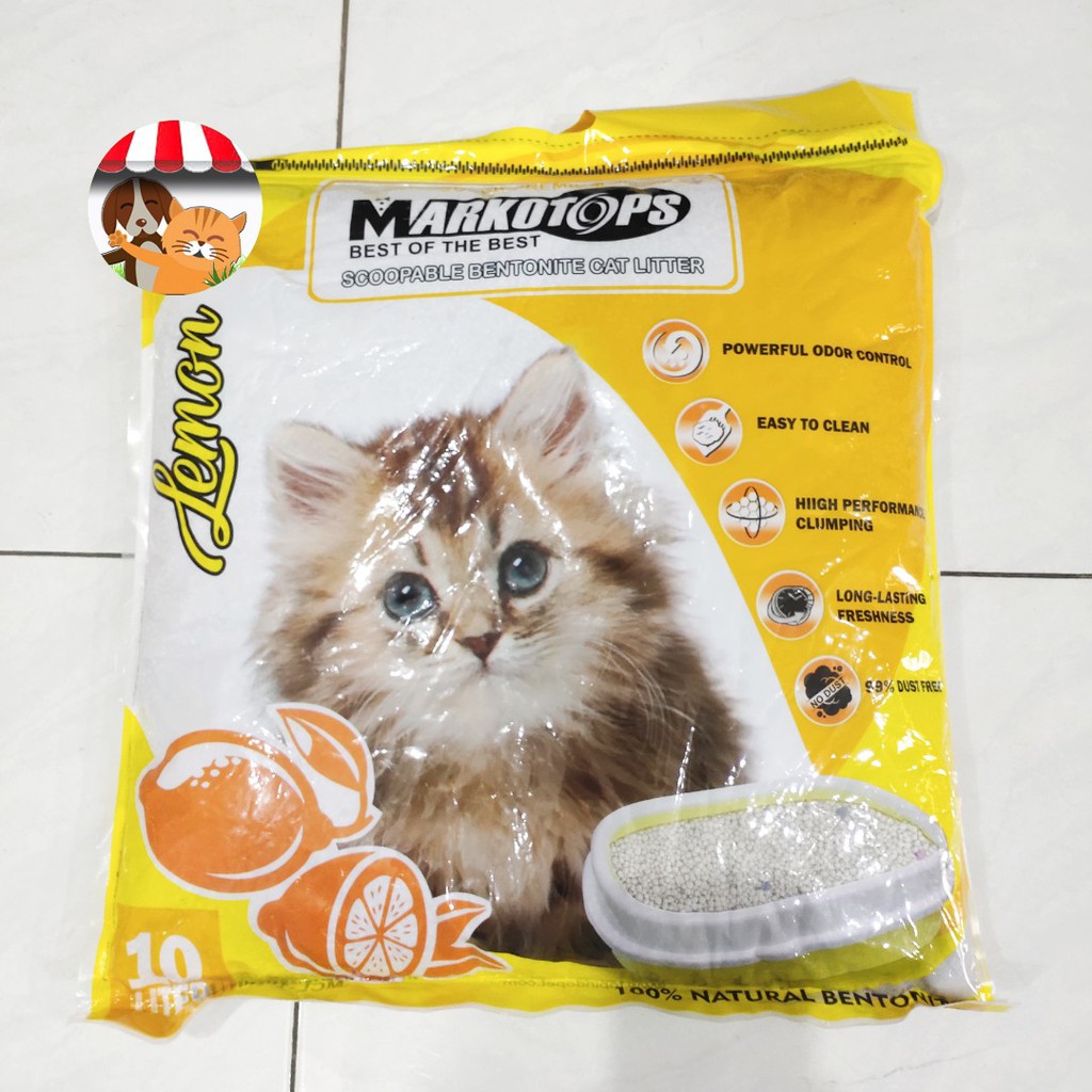 Pasir Kucing Wangi Gumpal Bentonite Markotops 10 Liter NO Cub n Kit