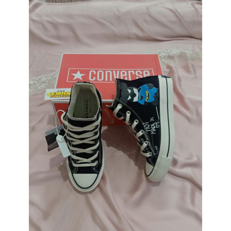 CONVERS3E HIGH 70S X GLOOMY BEAR BLACK WHITE BNIB IMPORT MADE IN VIETNAM