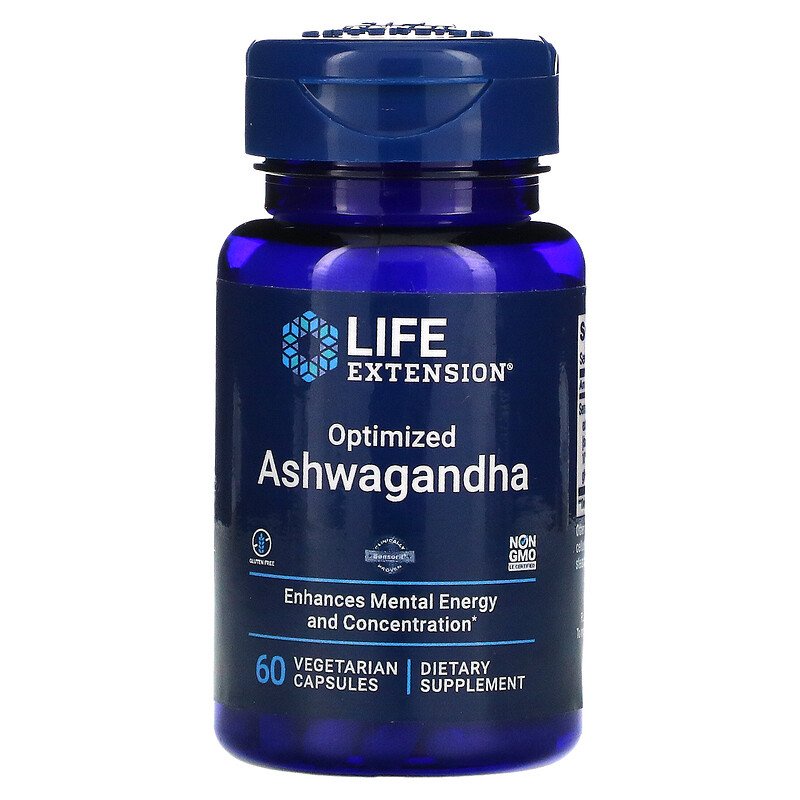 Ashwagandha 125 mg, 60 Veg Capsules, Life Extension | Optimized Aswaganda