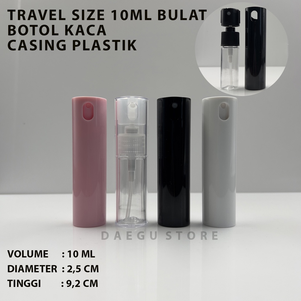 Botol Parfum 10ml Travel Size Spray Plastik Casing Plastik BULAT Refill - Decant  / Hand Sanitizer