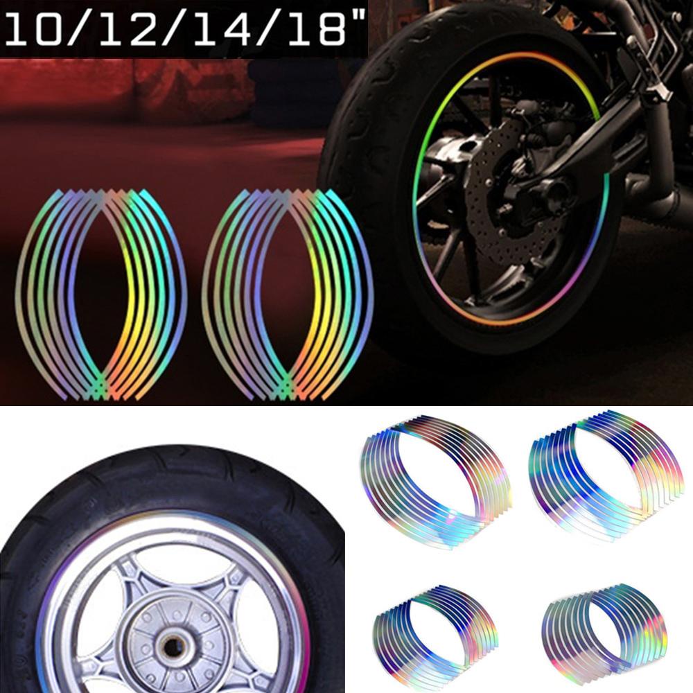 Lanfy Motor Strip Reflektif Aksesoris Mobil Tahan Lama Stiker Reflektif Mobil Laser10 /12 /14 /18Inci PVC Wheel Rim Tape