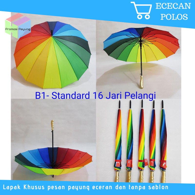 [ polos eceran ] Payung Golf Besar Jumbo Pelangi Rainbow 16 jari kuat kokoh payung jualan dan foto