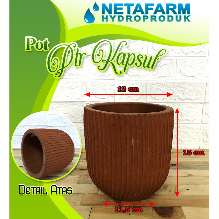 Pot Gerabah Terracotta / PTR KAPSUL Garis Lurus S (D = 12 T = 15)