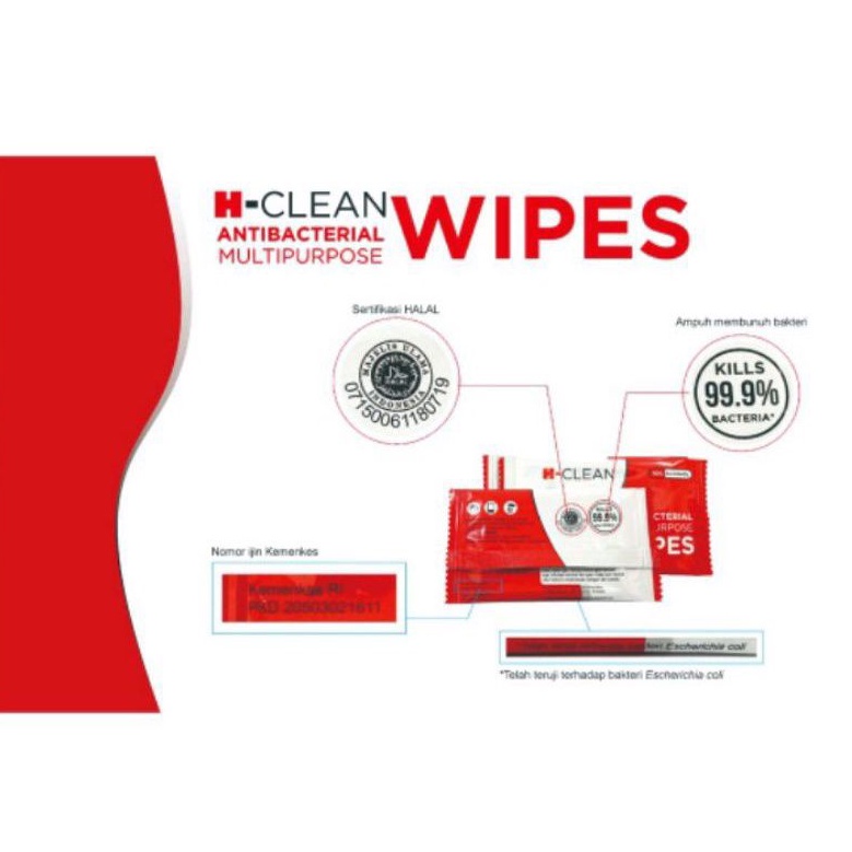 NF H-CLEAN Antibacterial multipurpose wipes tissue basah sachet anti bakteri
