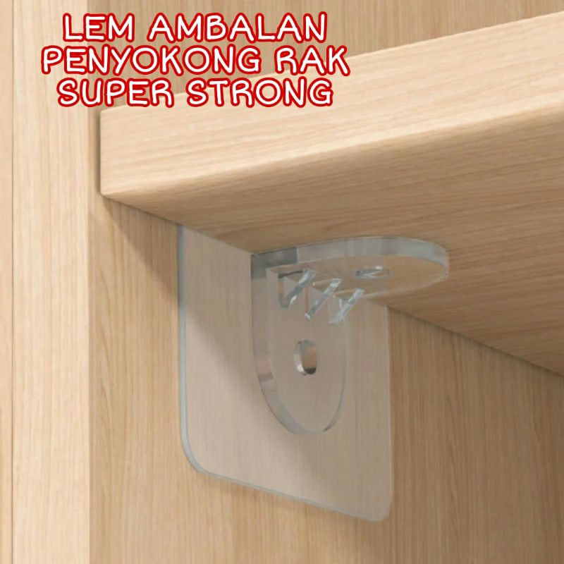 Lem Rak SUPER KUAT Perekat Penyokong Ambalan Rak kabinet Penyangga Pasak Lemari Laci Klip Gantungan 