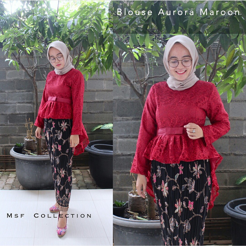 set kebaya brukat aurora two tone baru