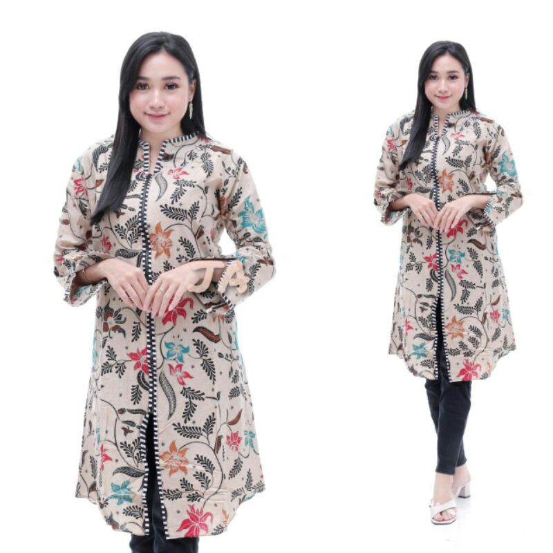 BAJU ATASAN WANITA TUNIK BATIK ZIPPER RESLETING DEPAN