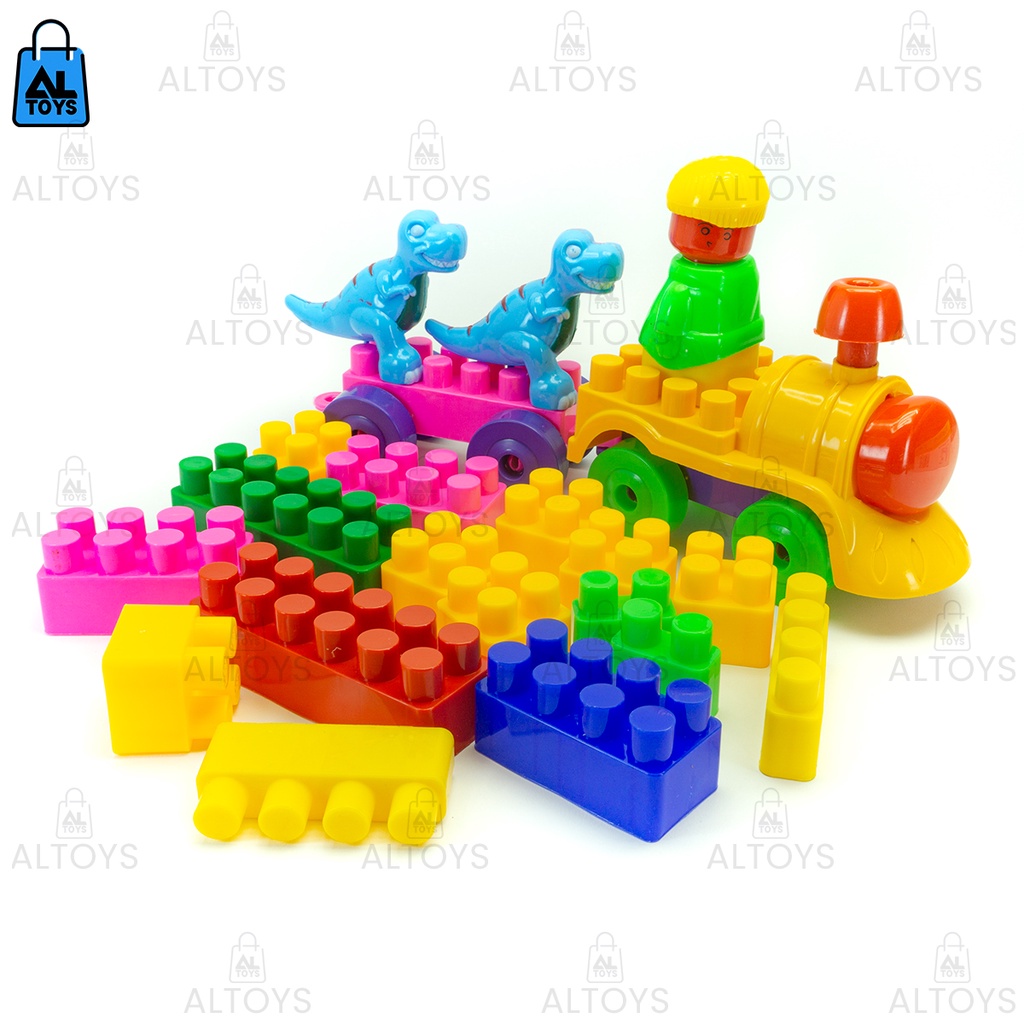 Mainan Edukasi Kreatif Block Kereta Dinosaurus Set / Mainan Balok Roda Dino 5008DN Isi 32pcs