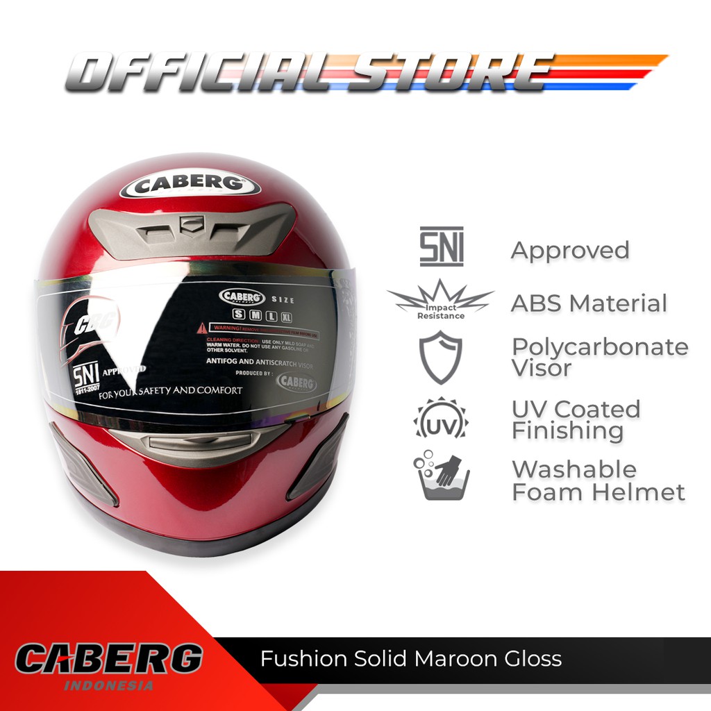 Caberg Helm Fushion Solid Maroon Gloss Full Face