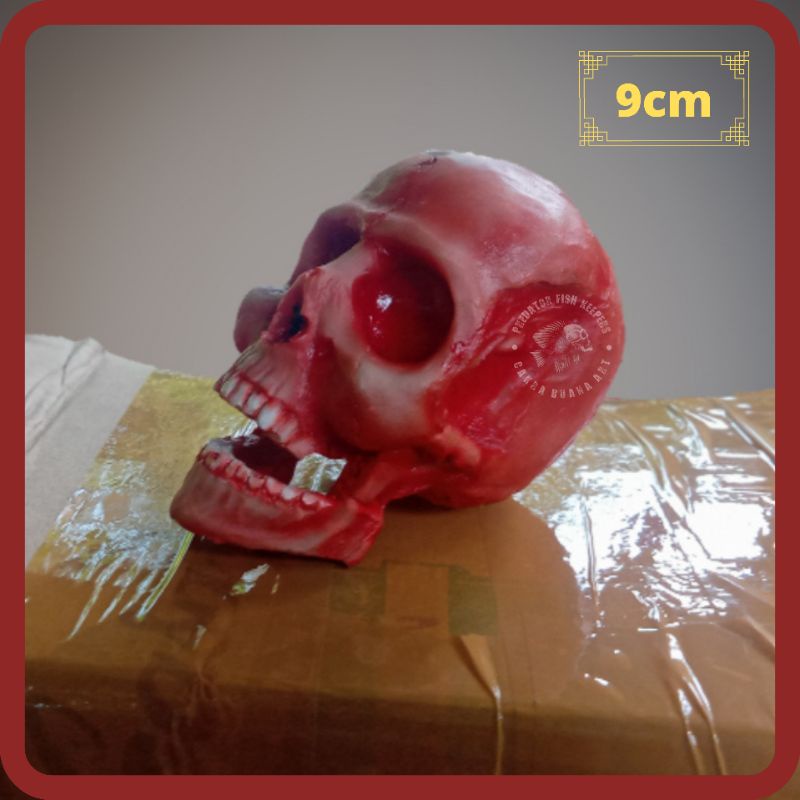 Hiasan aquarium aquascape skull tengkorak 9cm