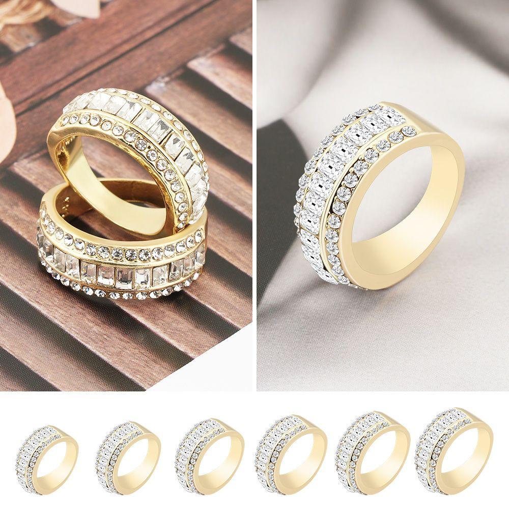 Lily Cincin Kawin Mewah Janji Tunangan Emas 14K Padat Womens Jewelry