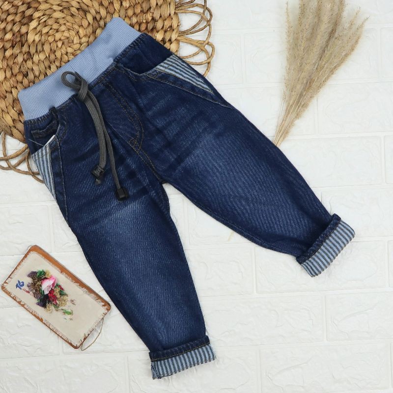 Celana Jeans Anak Laki Laki Denim Stik Balik 1-7 tahun