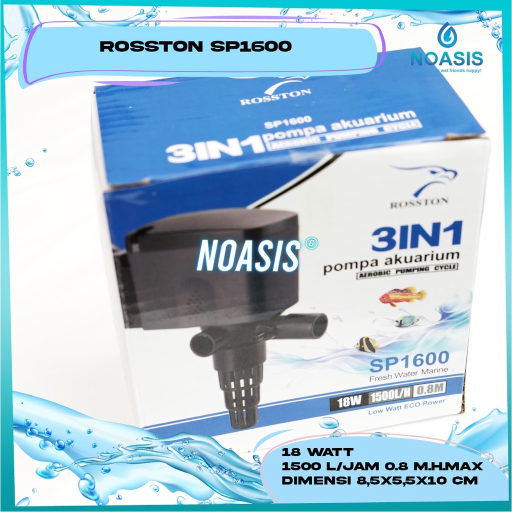 POMPA AIR CELUP AQUARIUM ROSSTON SP 1600 SP-1600 LOW WATT / WAT RENDAH NOASIS