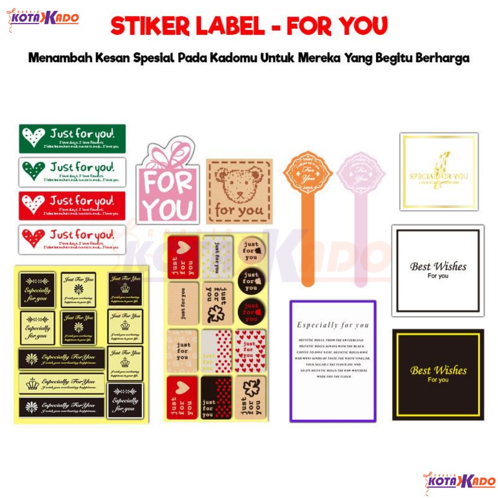 

Stiker Label Kado Sticker Bulat Persegi Panjang For You Murah