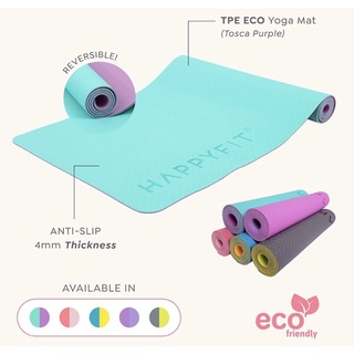 Matras Yoga Reversible Asli Merek HAPPYFIT 4mm Pilih Double Warna /Printing Mat Olahraga Gym Workout