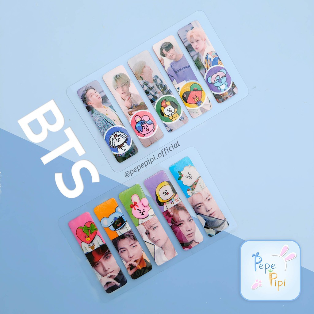 Sticky Notes Hologram Plastik BT Boy Band Korea MIX Foto Karakter Post Note Pembatas Halaman