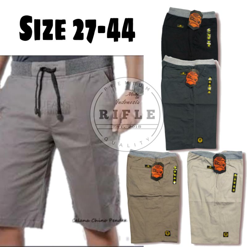 TERBARU Celana Pendek Pria Chino Kolor Pendek Pinggang Karet Cotton Premium Celana Big Size 27-44