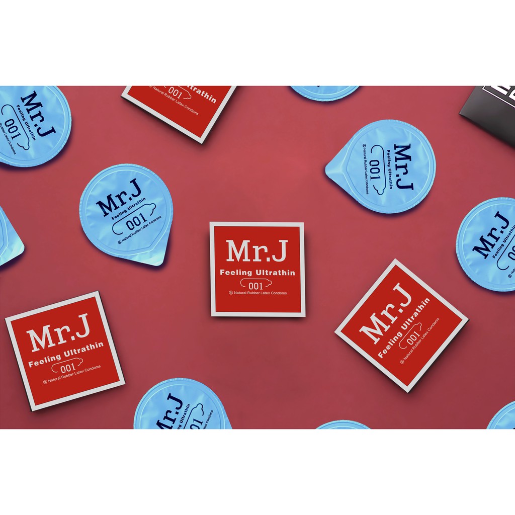 Kondom Mr.J merah 3 pcs Super Tipis Feeling ultrathin 0,01 condom natural