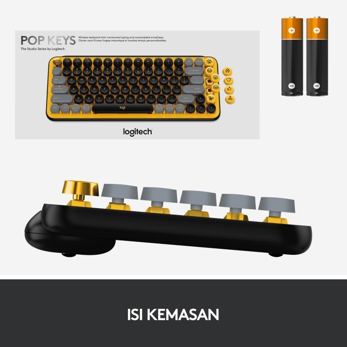 Logitech POP Keys Keyboard Wireless Mechanical Compact, Emoji Keys