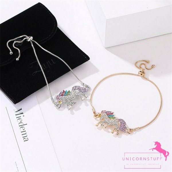 Gelang Unicorn Mutiara Gold Silver Diamond Anak Dewasa Korea