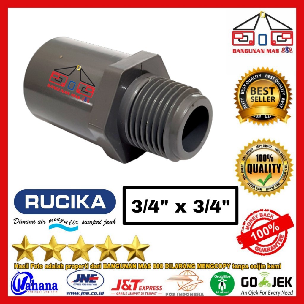 SOCK DRAT LUAR 3/4 in x 3/4 in Rucika - SOCK PVC - SOCK PIPA - SOK PVC - SAMBUNGAN PIPA