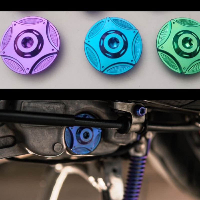 Coin titanium pembuangan oli samping vario beat scoopy pcx adv