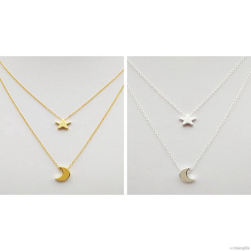 Star Moon Pendant Clavicle Chain Korean Gold Silver Water Wave Chain Necklace