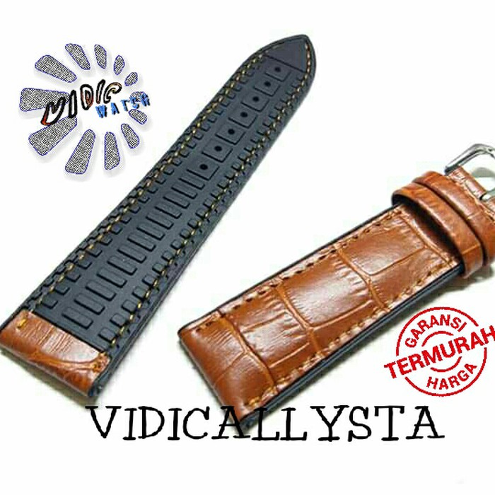 STRAP TALI JAM TANGAN KULIT RUBBER KOMBINASI 18 20 22