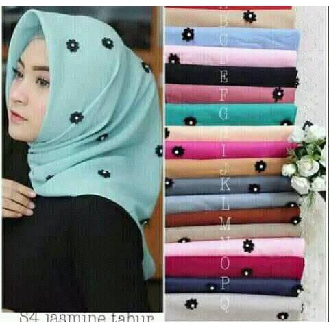 Hijab | Jilbab | Kerudung Segiempat Black Jasmine Pearl Square VALENCIA