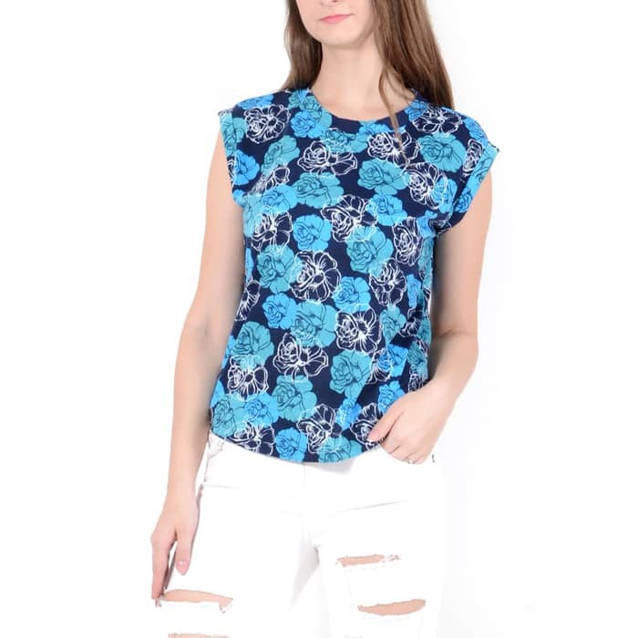 Grosir Tshirt Kaos Singlet corak bunga wanita dewasa Jfashion Timmy Merah