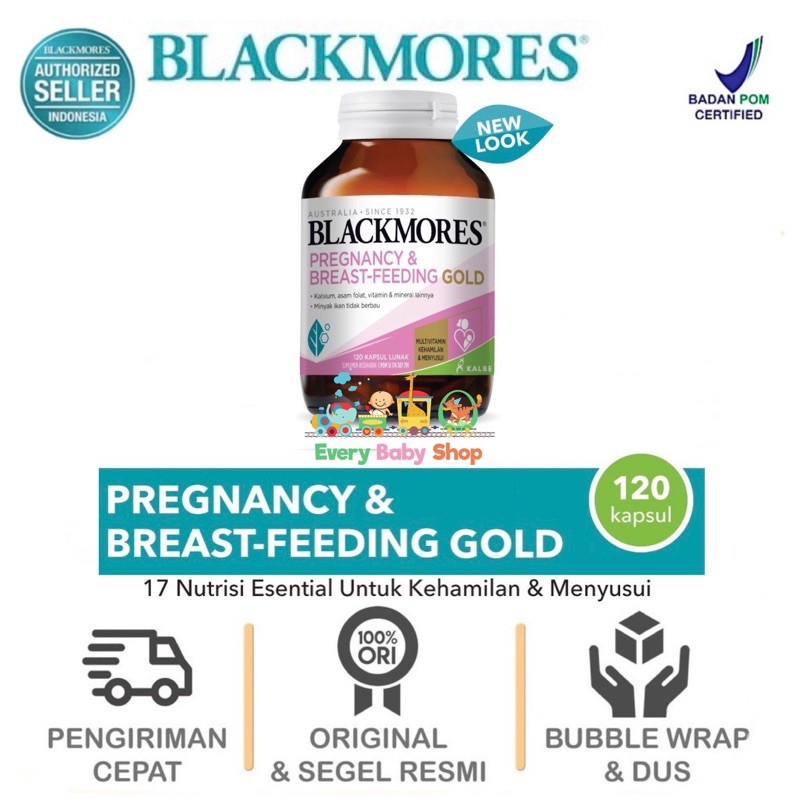 BLACKMORES Pregnancy And &amp; Breastfeeding GOLD  isi 120 Kapsul - BPOM KALBE (KEMASAN DAN FORMULA BARU) sudah ada Logo MUI