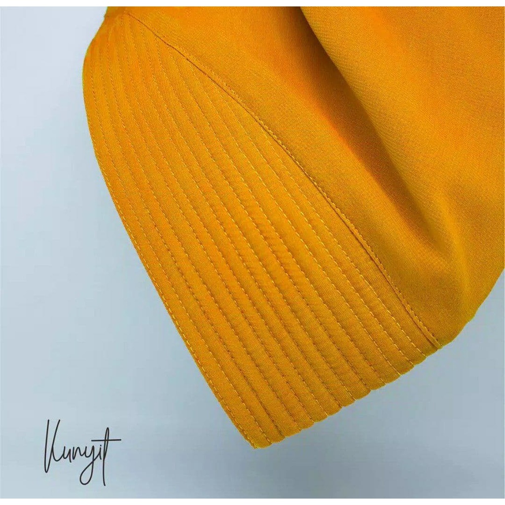 (COD) Hijab Khimar Silvi Tiga Layer Mini Polos Jilbab Instan Cerutti 3 Layer-Kunyit