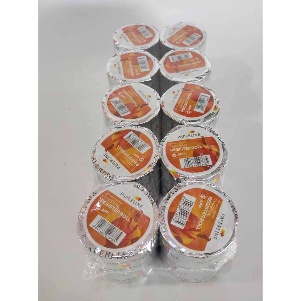 

( 1 pack isi 10 roll ) KERTAS THERMAL PAPERLINE UKURAN 57 X 50 MM