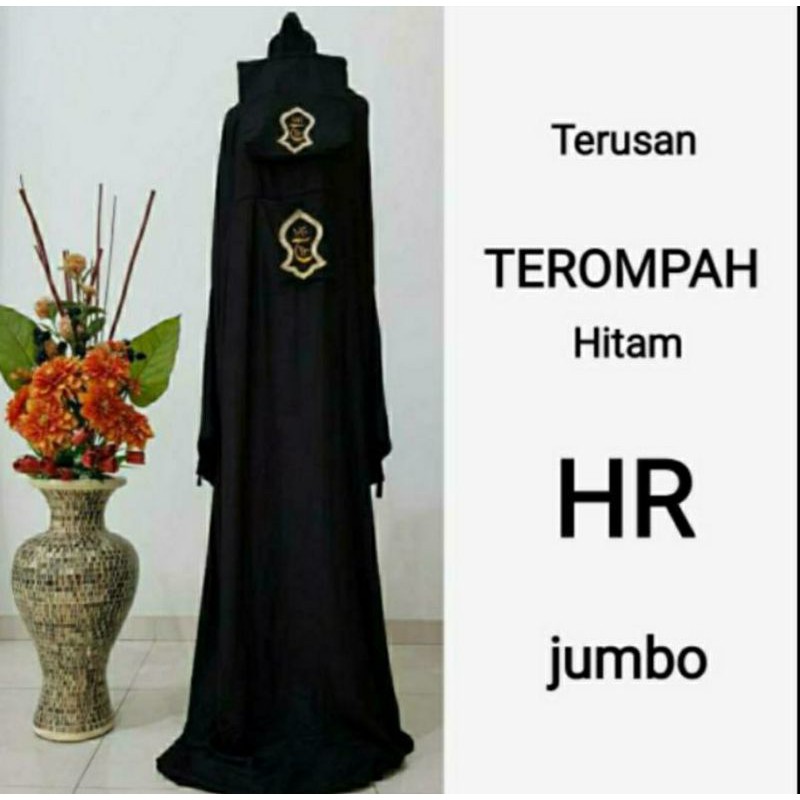 Mukena Terusan Terompah Hitam HR Jumbo