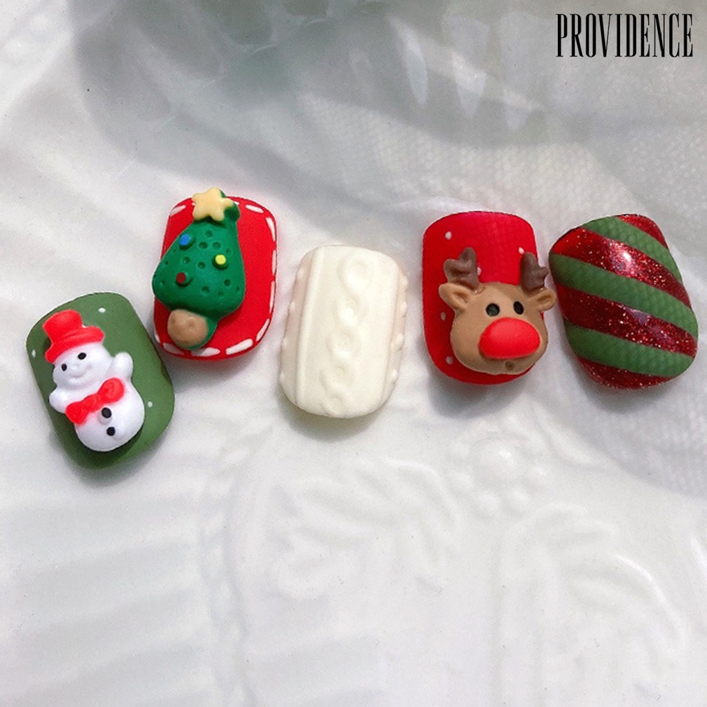 10pcs Aksesoris Kuku 3D Bahan Resin Motif Kartun Rusa / Snowman / Santa Claus Untuk Natal