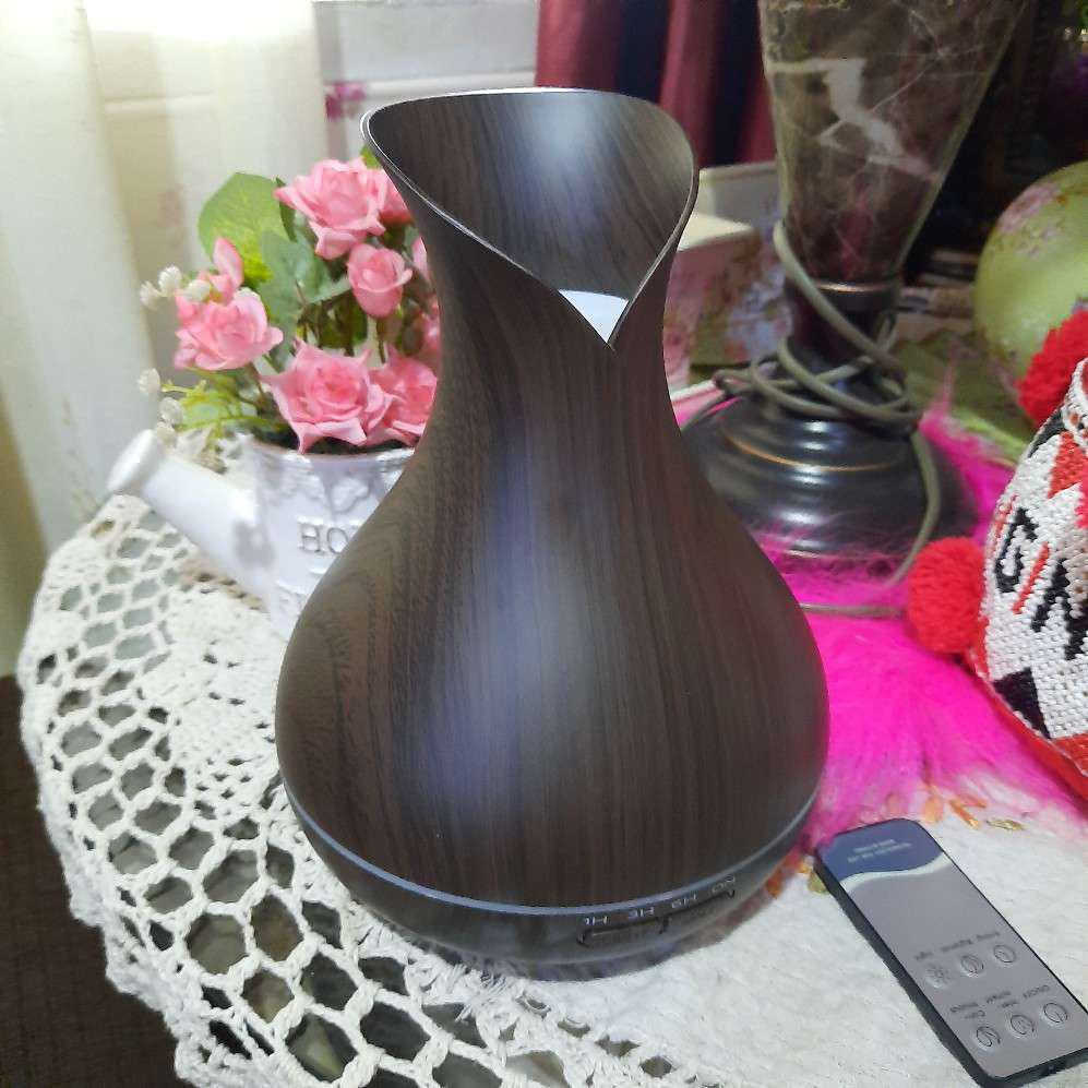 Ultrasonic Air Humidifier Aroma Essential Oil Diffuser 400ml With Wood Grain 7 Color Led Lights