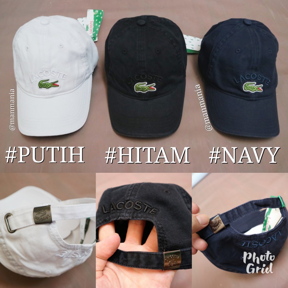 Topi Baseball golf lacoste import unisex cewek cowok branded - Hitam