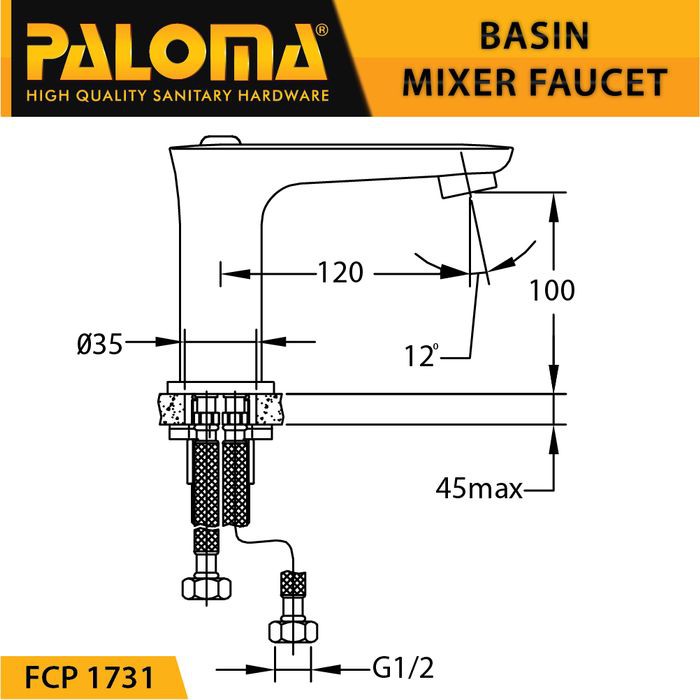 PALOMA FCP 1731 Keran Mixer Wastafel Cuci Tangan Panas Dingin Kran Air