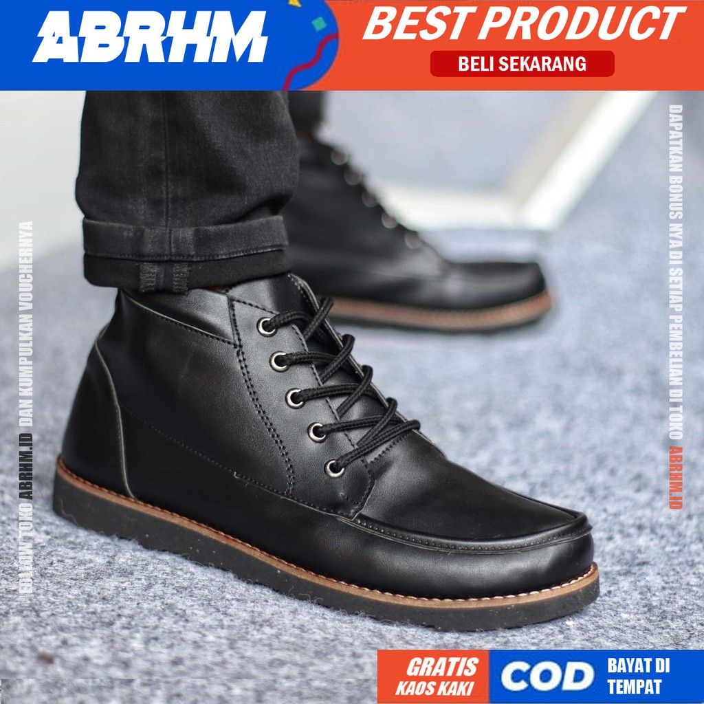 ABRHM x HARLY Sepatu Boots Casual Pria Semi Kulit Kasual Kerja Cowok Original