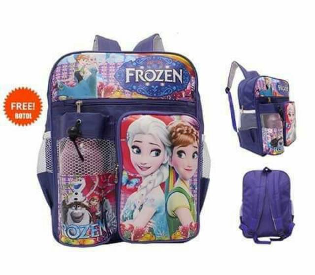 TAS RANSEL SEKOLAH ANAK PEREMPUAN FROZEN GRATIS BOTOL MINUM