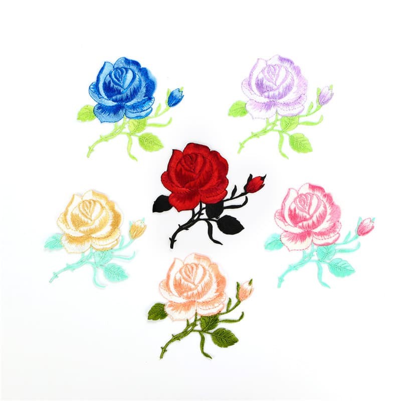 Iron On Embroidery Patch - Colorful Rose