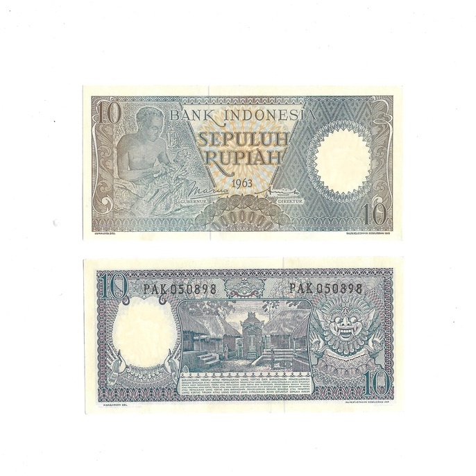 Uang kuno Indonesia 10 Rupiah 1963 Seri Pekerja Tangan II